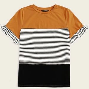 🔴 SOLD 🔴 SHEIN Ruffle Cuff Striped Top